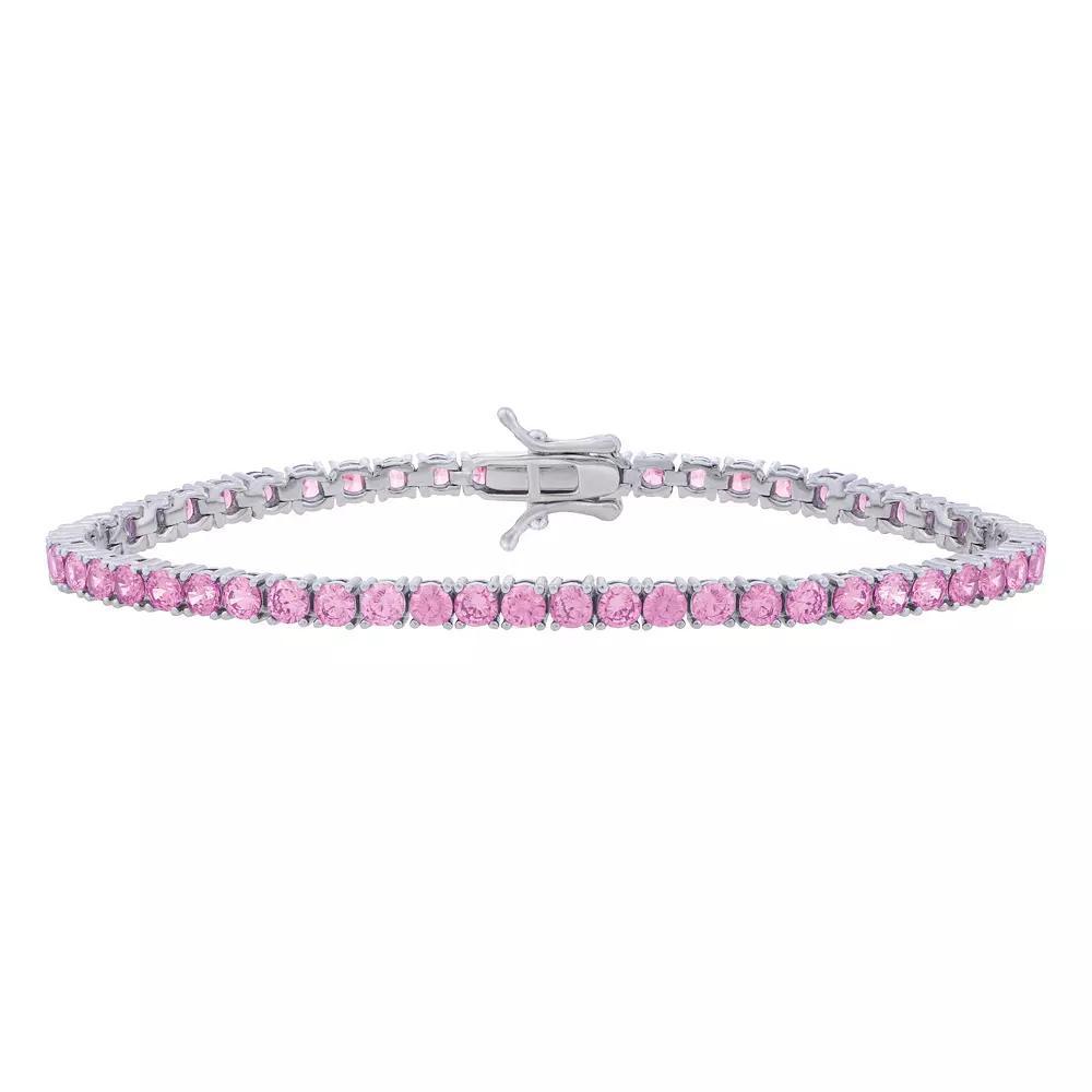 Sterling Silver Cubic Zirconia Nickel Free Tennis Bracelet, Women's, Size: 7", Sterling Pink Product Image