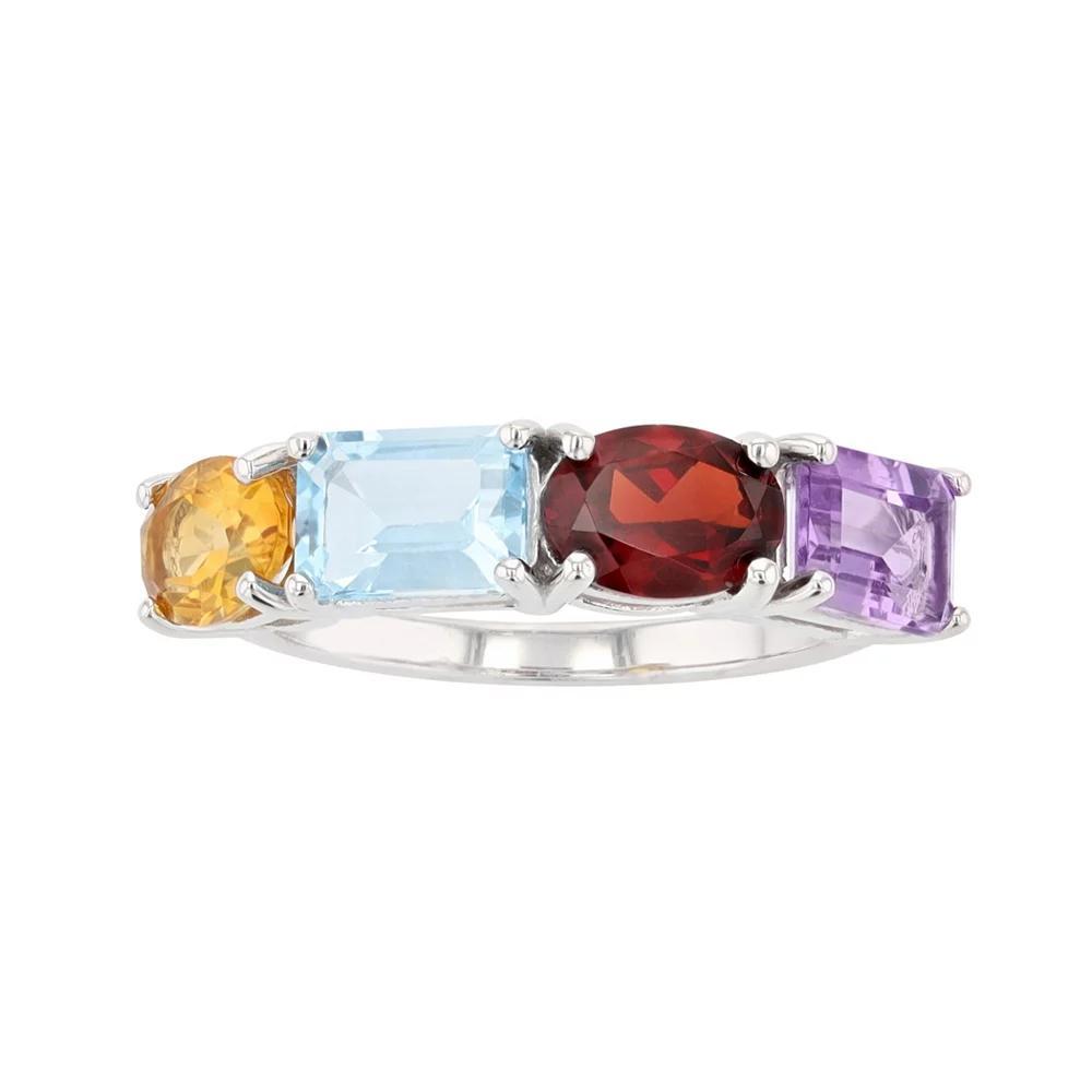 SIRI USA by TJM Sterling Silver Faceted Multi Semi-Precious Stones Ring, Women's, Size: 7 Product Image