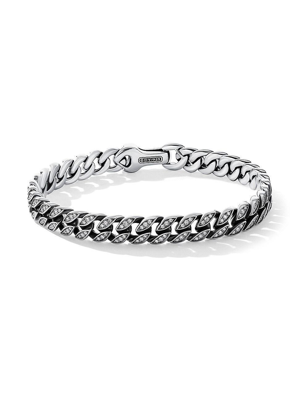 David Yurman Men's Pavé Curb Chain Bracelet in Silver Pave/White Diamond at Nordstrom, Size Medium Product Image