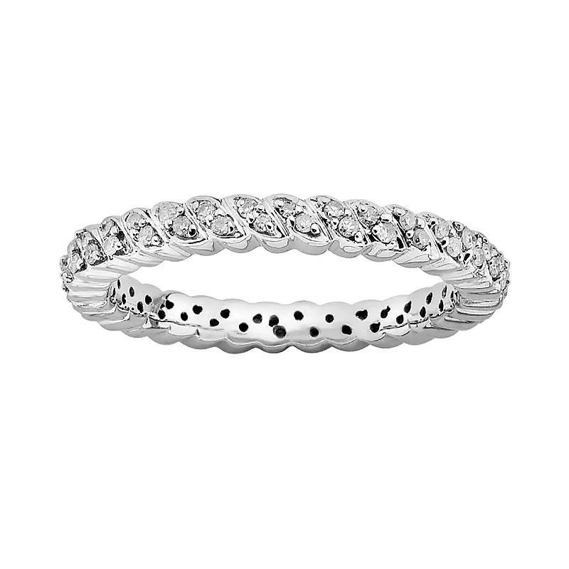 Stacks & Stones Sterling Silver 1/6-ct. T.W. Diamond Stack Ring, Women's, Size: 8, White Product Image
