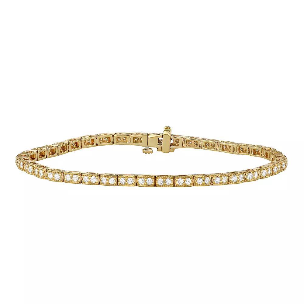 Charles & Colvard 14k Gold 1 3/4 Carat T.W. Lab-Created Moissanite Bracelet, Women's, Size: 7" Product Image