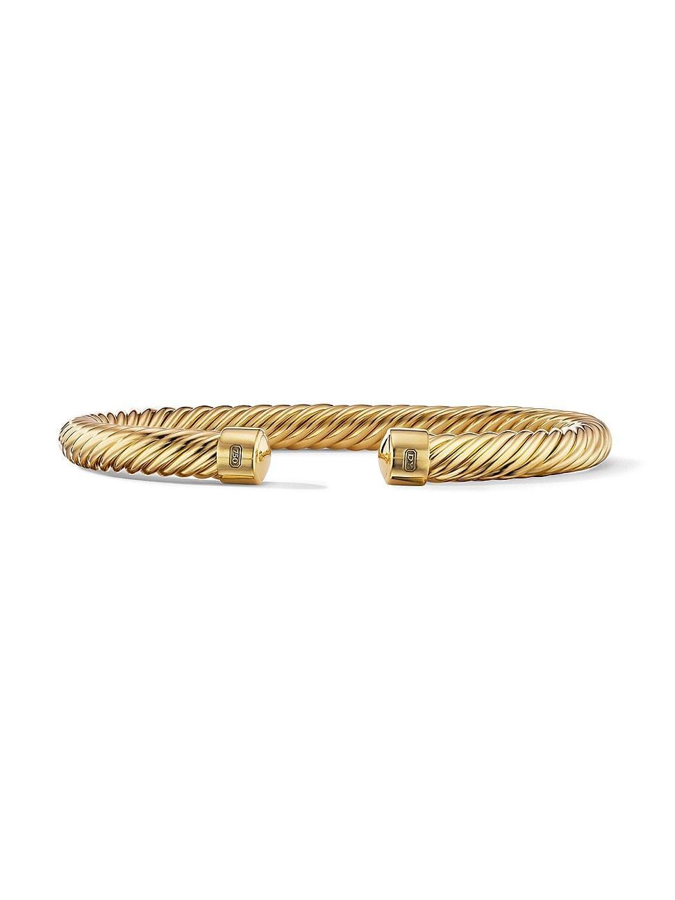 David Yurman Mens Cable Cuff Bracelet in 18K Yellow Gold, 7mm Product Image