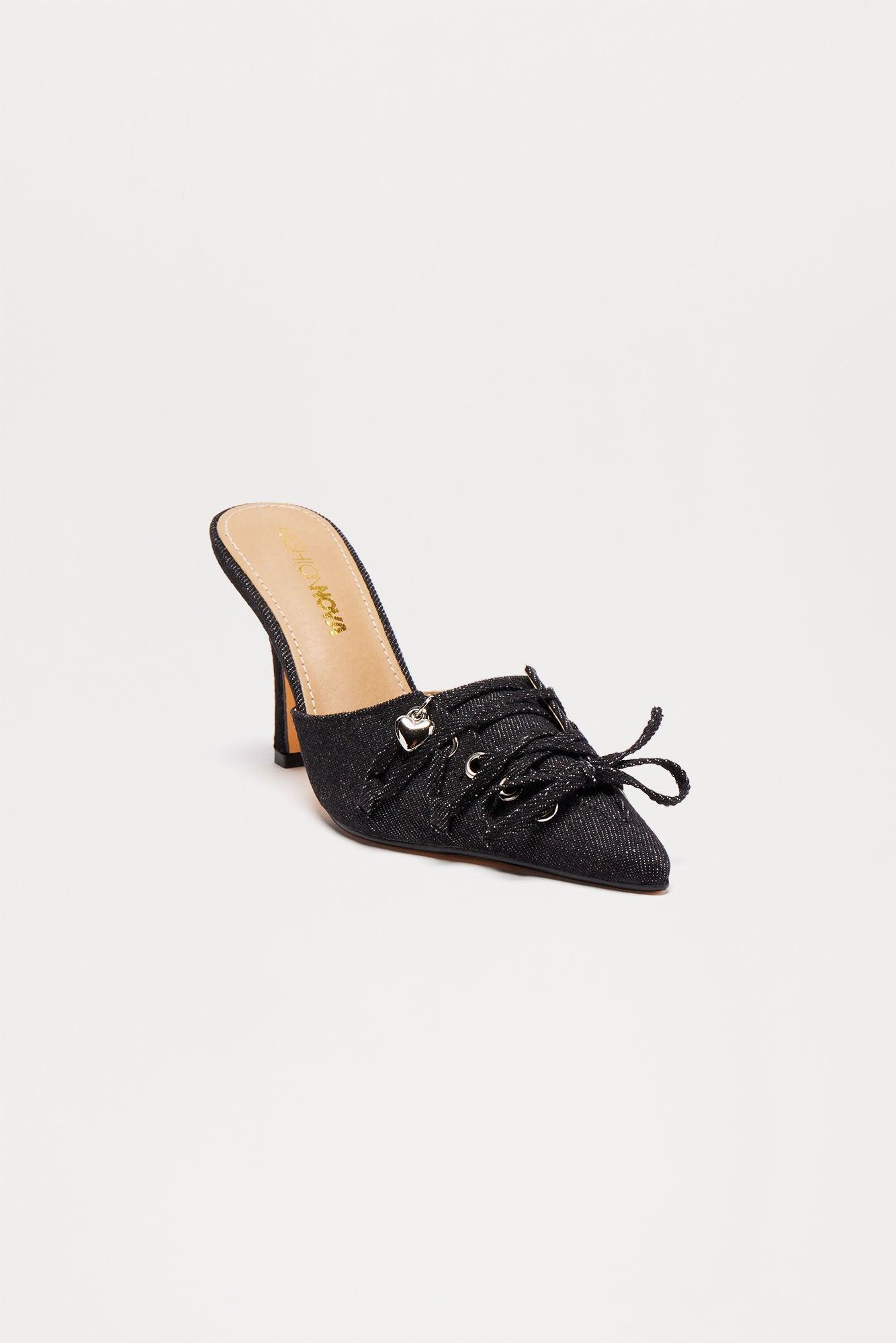 Evangeline Lace Up Pumps - Black Product Image