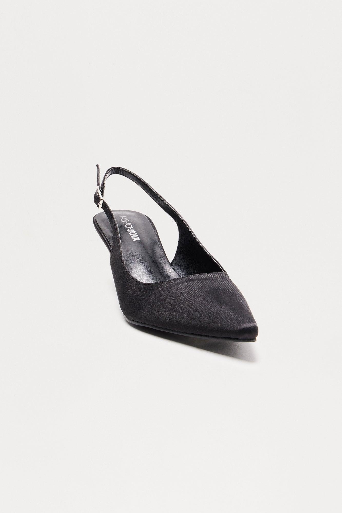 Smitten Satin Kitten Heel Pumps - Black Product Image