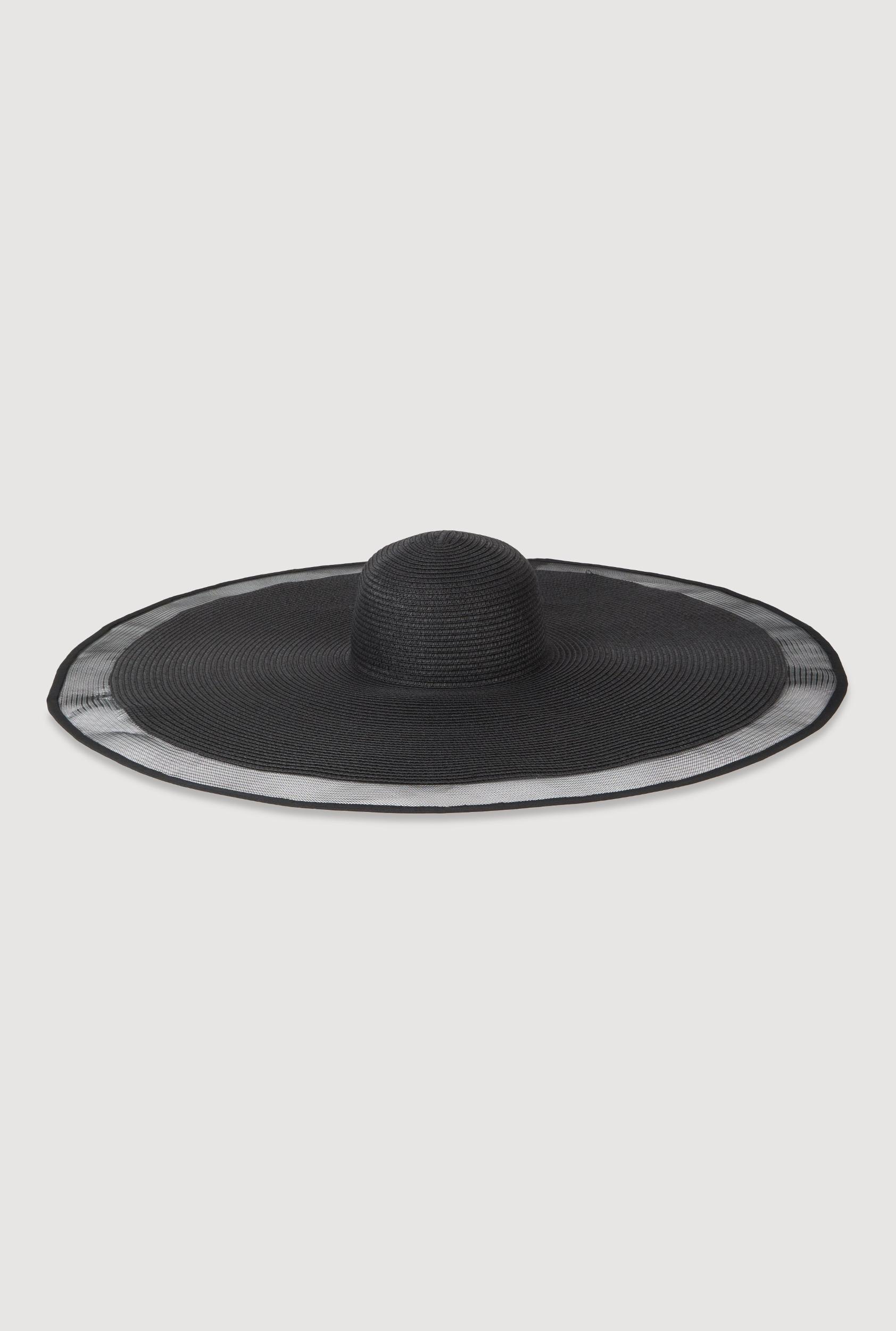 Oversized Mesh Detail Straw Floppy Hat Female Product Image
