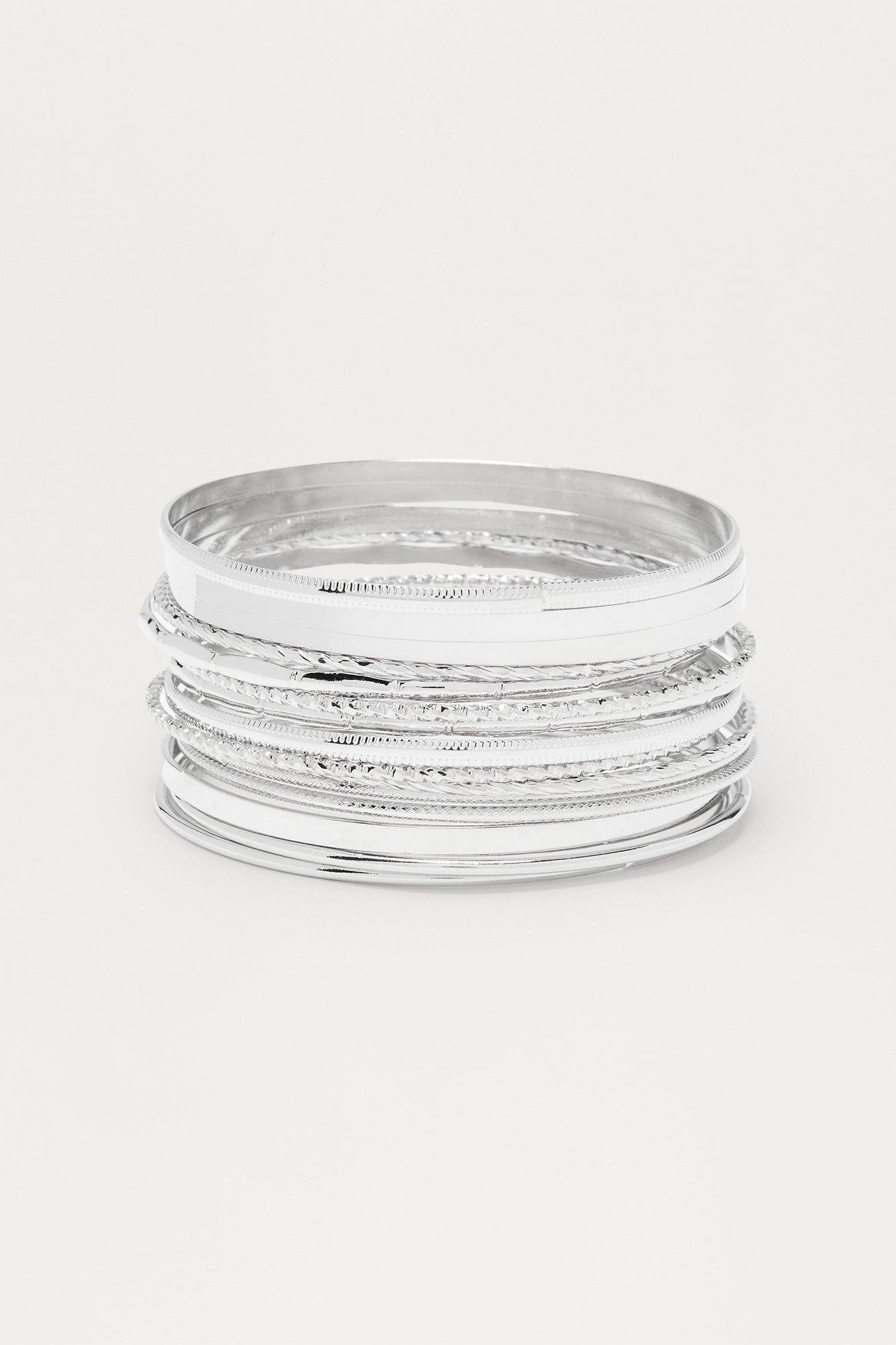 Christina 15 Piece Bangle Set - Silver Female Product Image