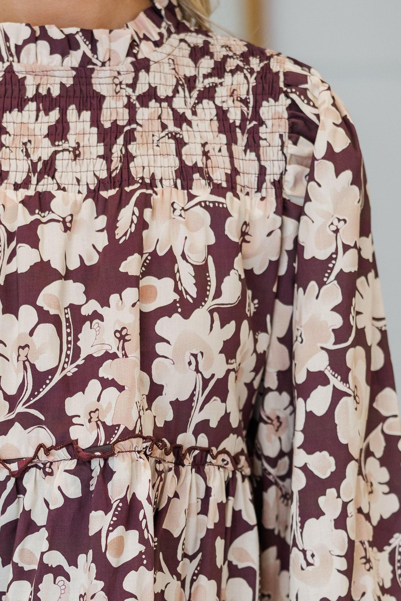 NURSING COLLECTION: Be Your Best Brown Floral Babydoll Dress Female Product Image
