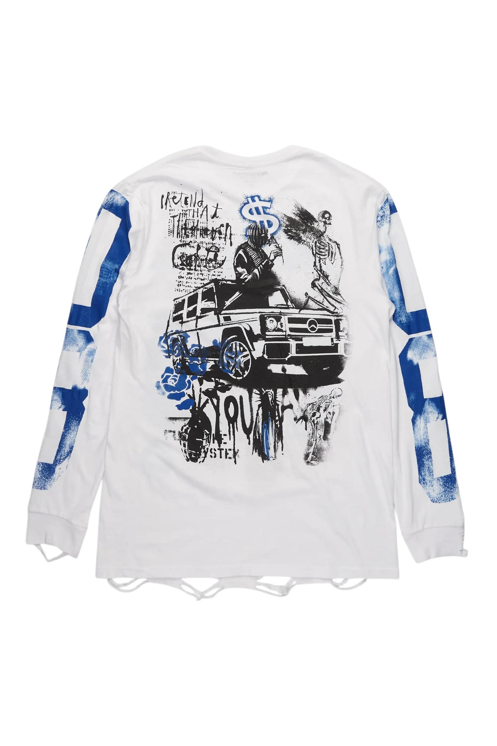 Grill White Long Sleeve Graphic T-Shirt Male Product Image