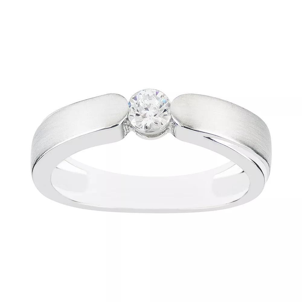 SIRI USA by TJM Sterling Silver Cubic Zirconia Round-Edge Statement Ring, Women's, Size: 6 Product Image