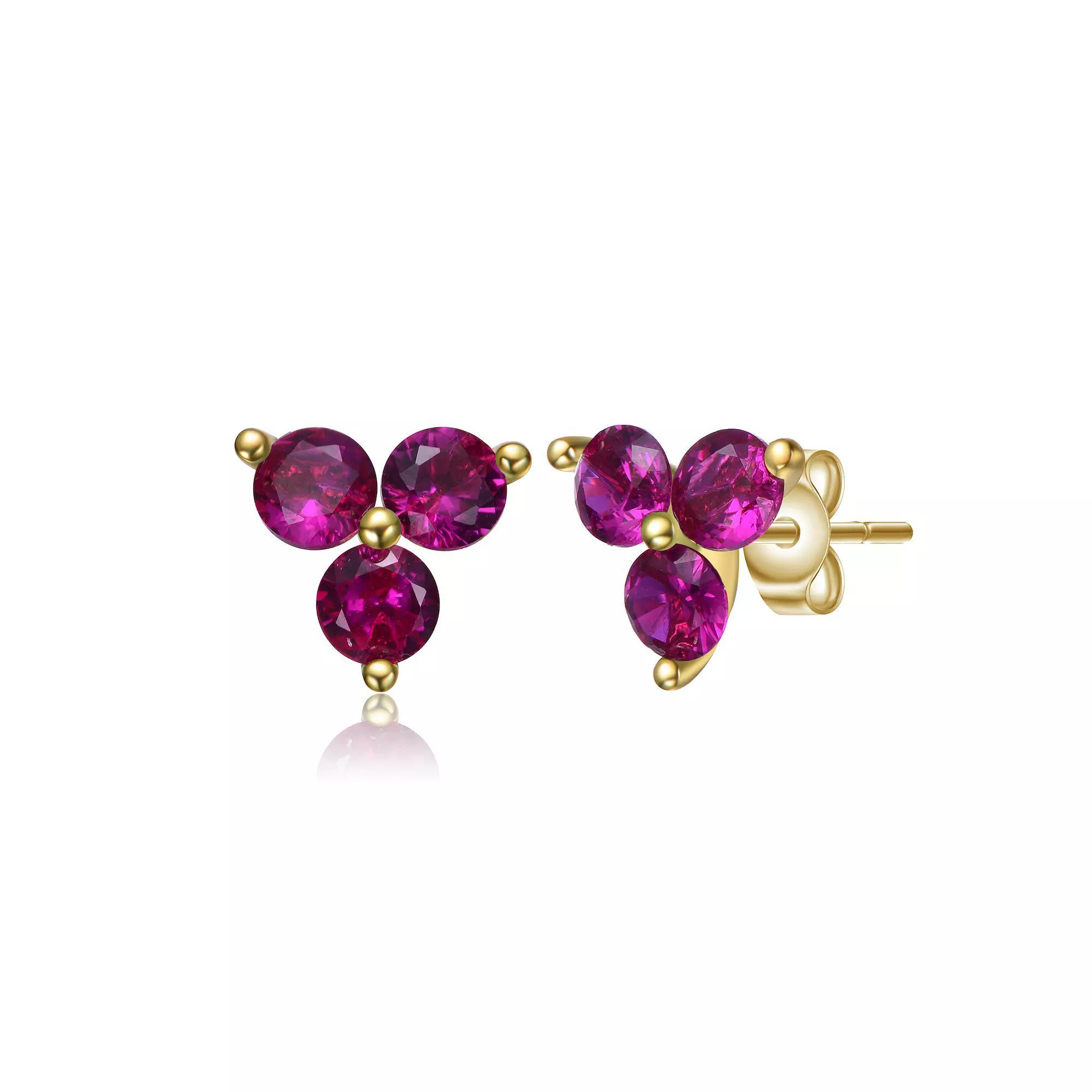 Kids 14k Gold Plated Color Cubic Zirconia Stud Earrings, Womens, Gold Tone Green Product Image