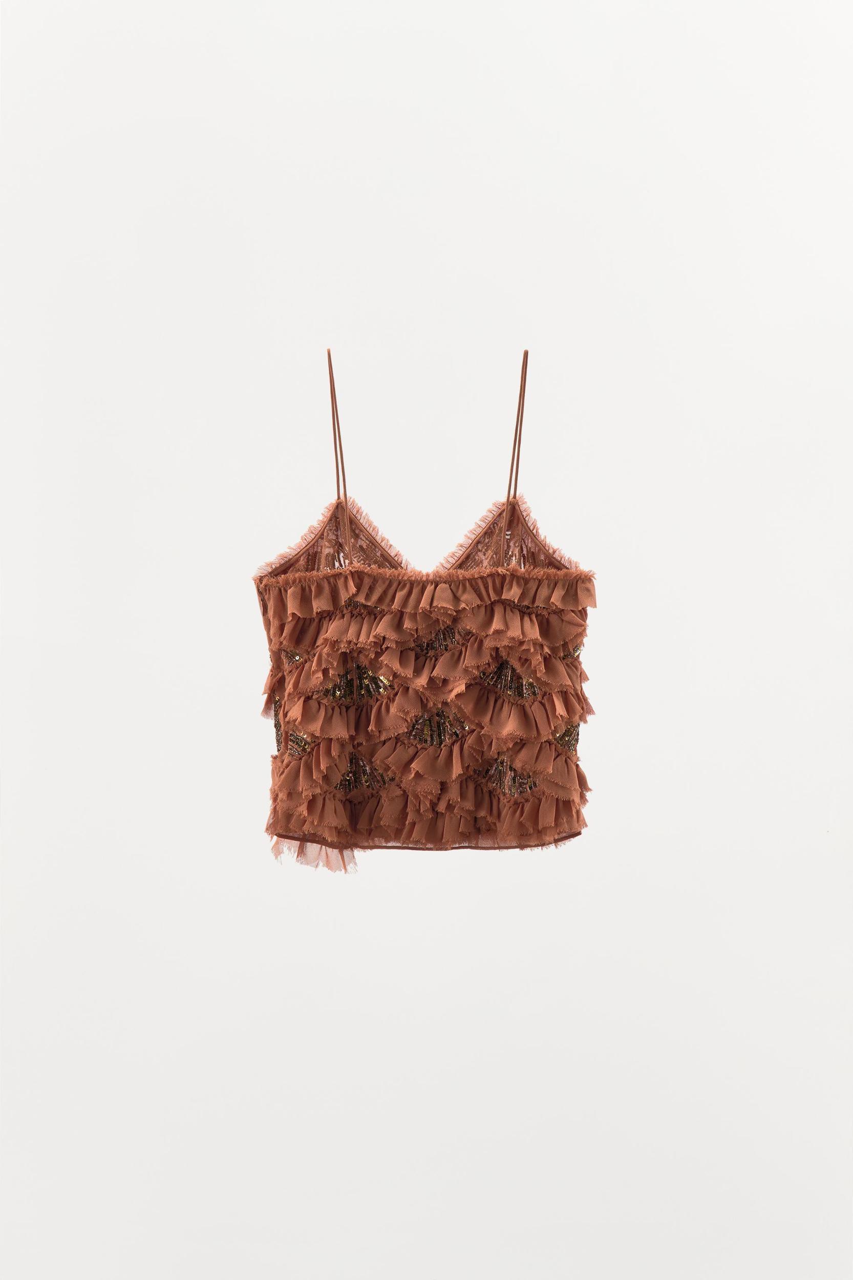 EMBROIDERED RUFFLED TOP Product Image