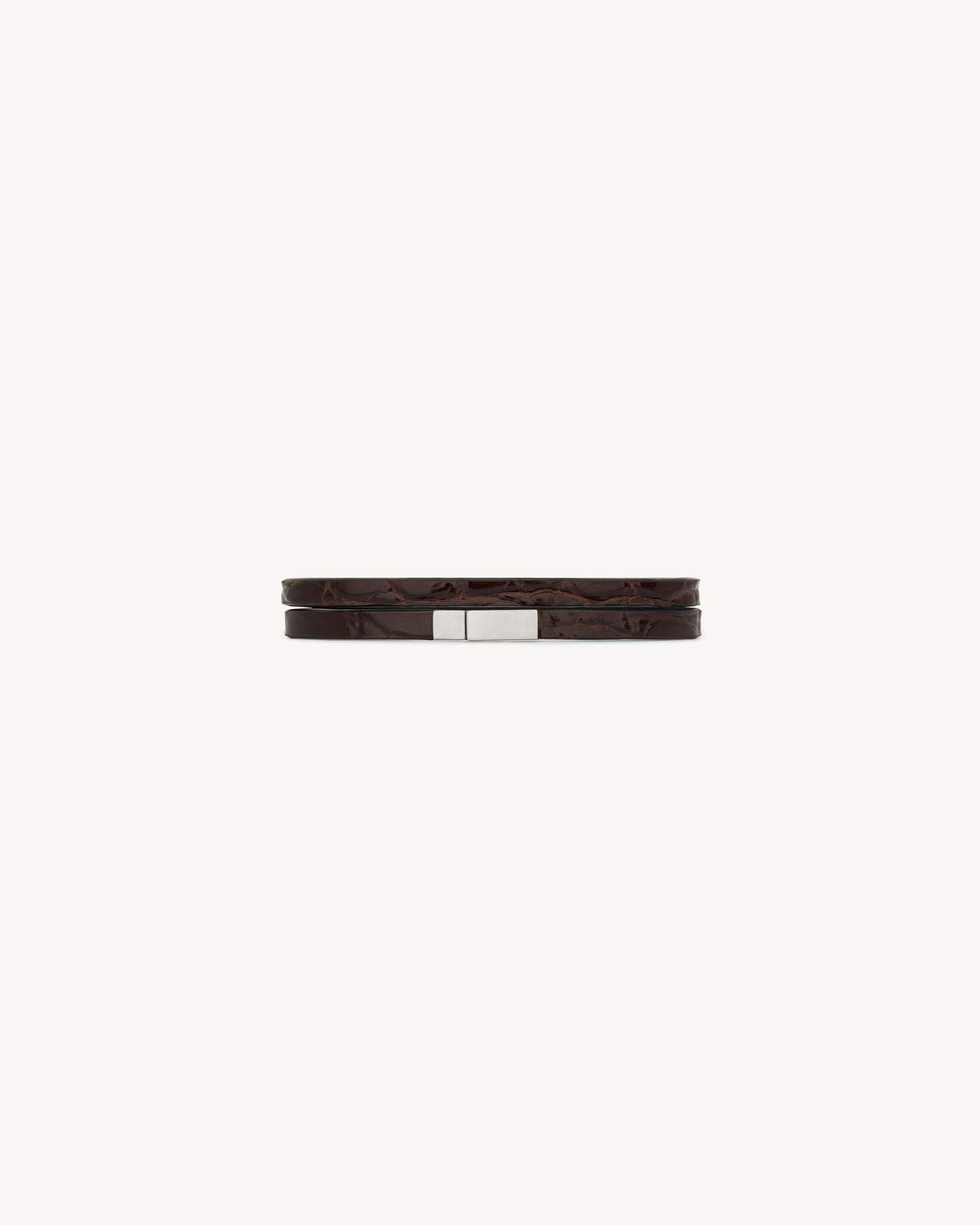 DOUBLE-WRAP BRACELET IN CROCODILE AND METAL Product Image