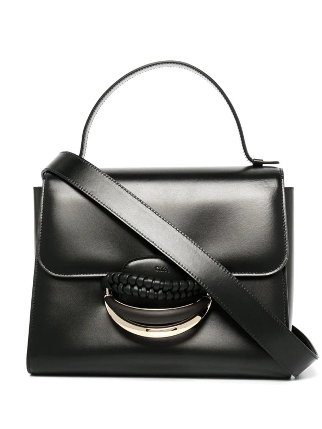 CHLOÉ Kattie Embellished Leather Shoulder Bag In Black Product Image