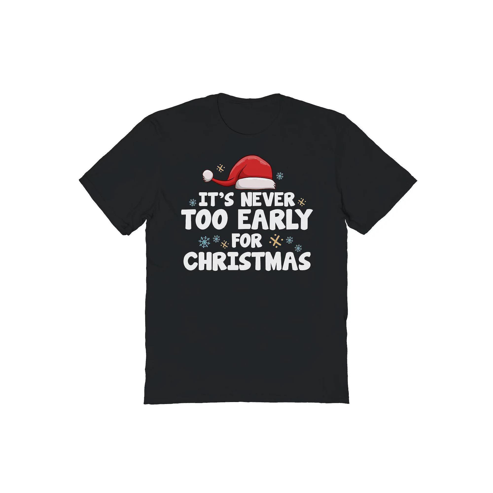 Men's Never Early Christmas Graphic Tee, Size: XXL, Black Product Image
