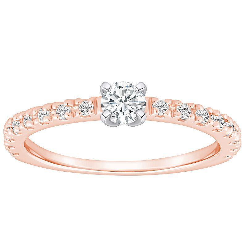 Alyson Layne 14k Gold 1/2 Carat T.W. Diamond Round Cut Embellished Band Engagement Ring, Womens 14k Two Tone Rose Gold Product Image