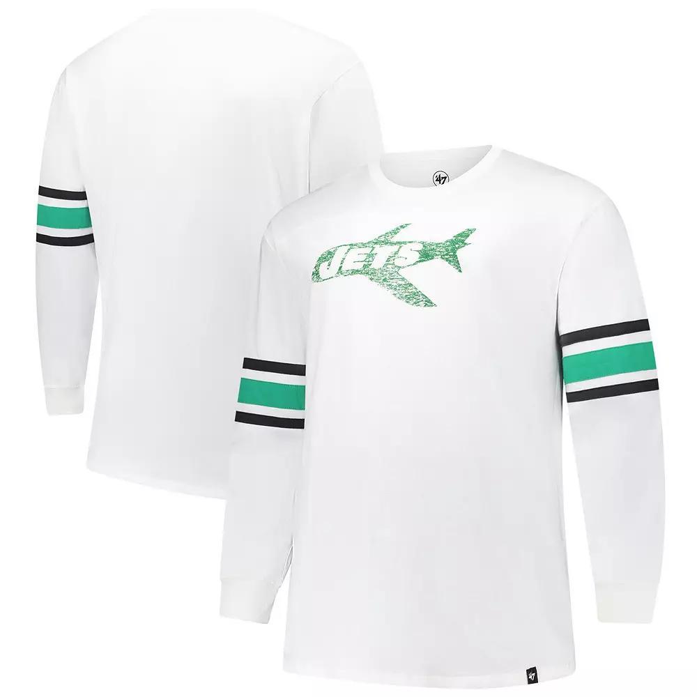 Men's '47 White New York Jets Big & Tall Premier Brex Long Sleeve T-Shirt, Size: 3XB Product Image