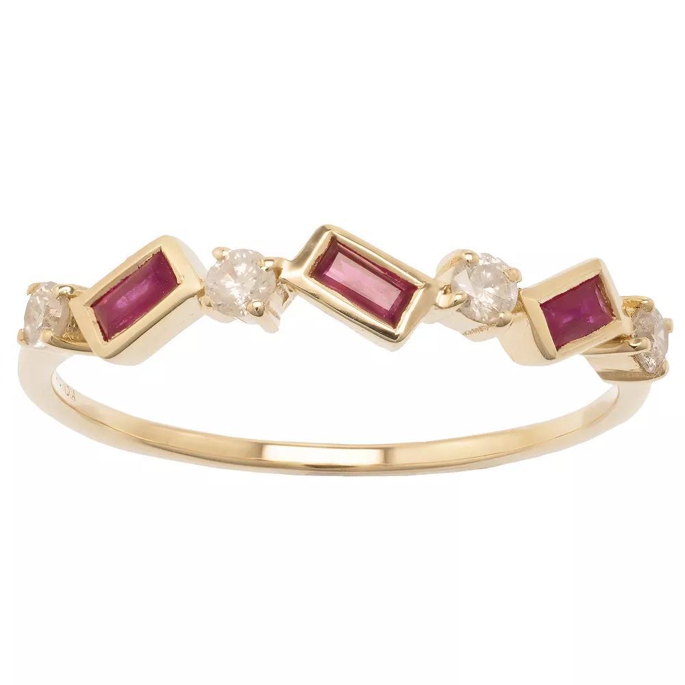 Gemistry 14k Gold Ruby & White Topaz Ring, Women's, Size: 5 Product Image