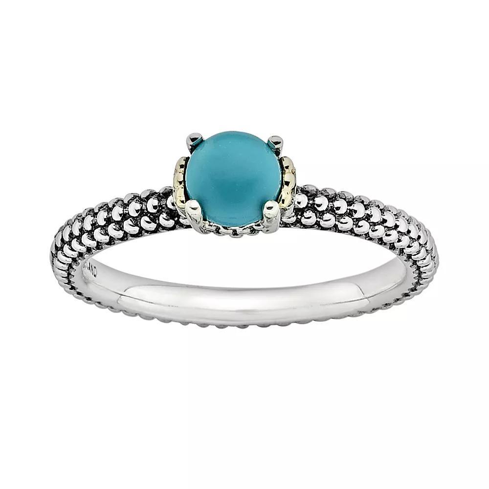 Stacks & Stones 14k Gold & Sterling Silver Simulated Turquoise Stack Ring, Women's, Size: 6, Blue Product Image