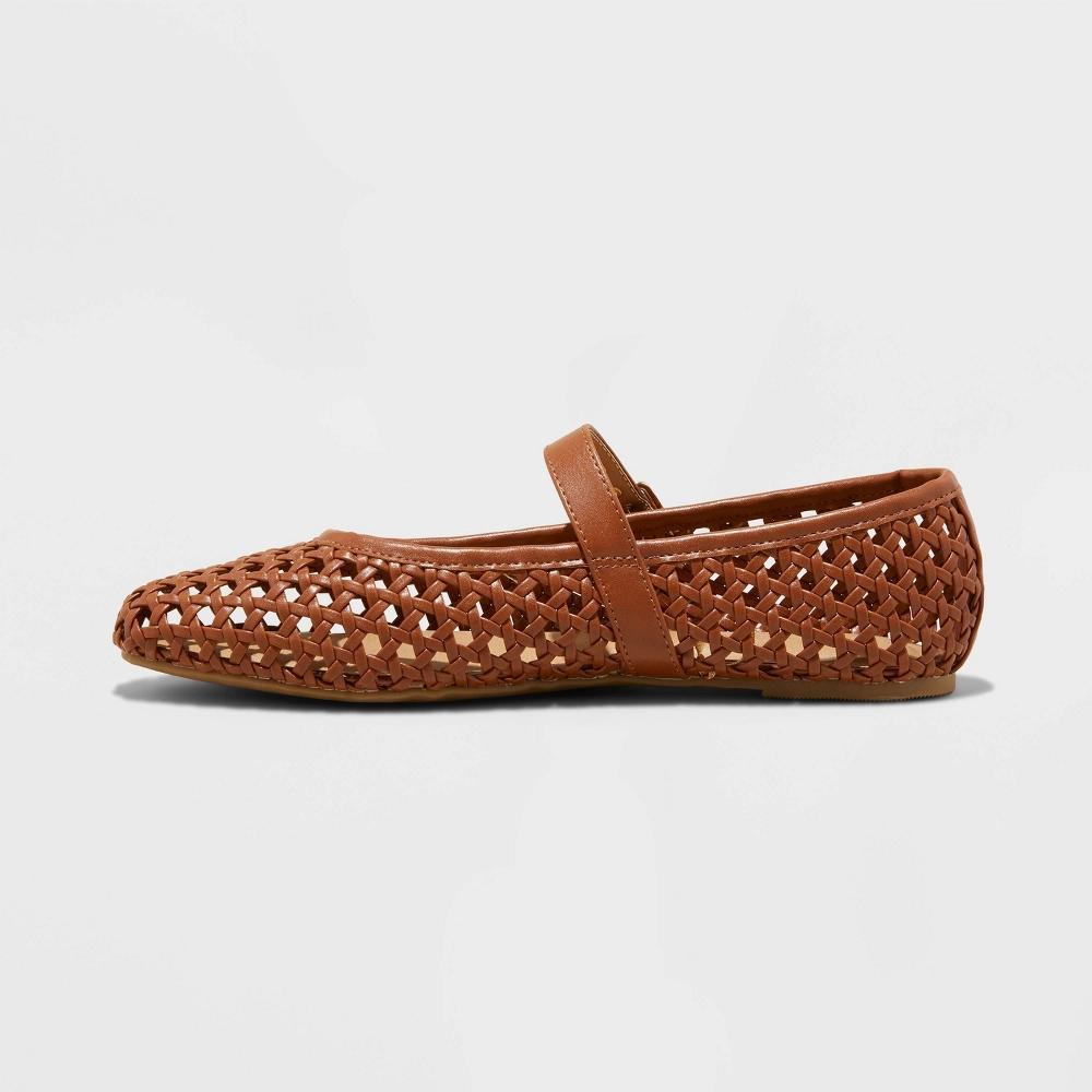 Womens Sylvia Woven Mary Jane Ballet Flats with Memory Foam Insole - Universal Thread Cognac 9.5: Cushioned Footbed, Flexible Outsole Product Image