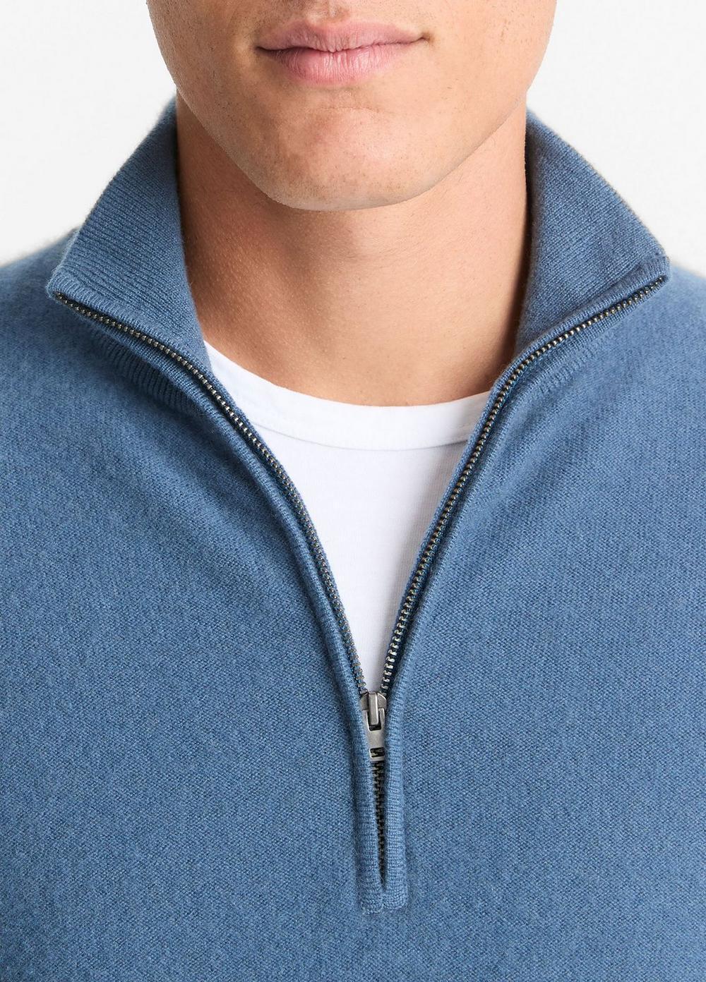 Mens Plush Cashmere Quarter-Zip Sweater, Beluga Blue, Size M Vince Product Image