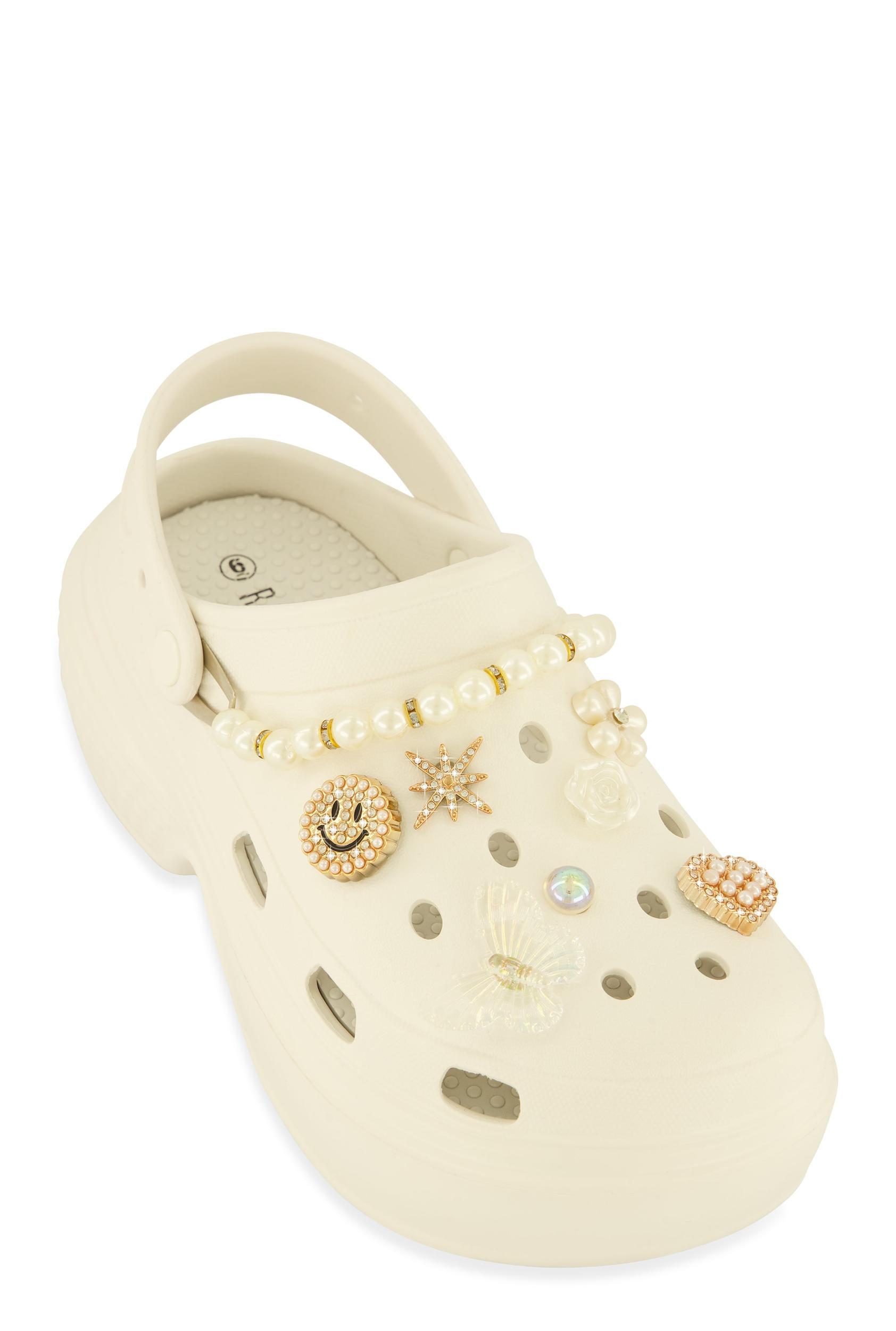 Womens Studded Charm Platform Clogs Product Image