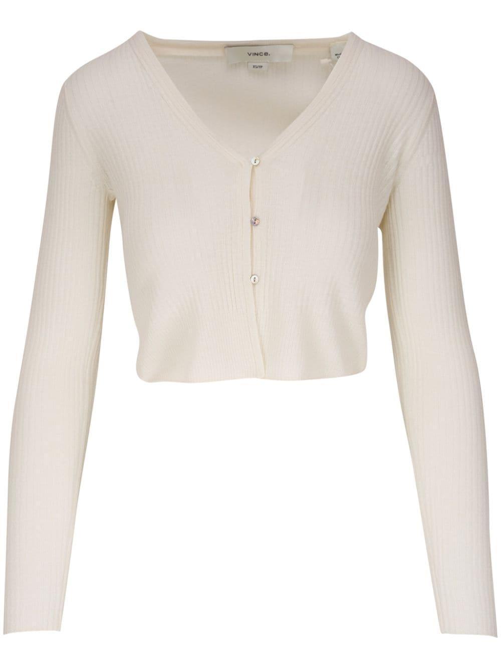 Women's Shrunken Rib-knit Cardigan In Off White Product Image
