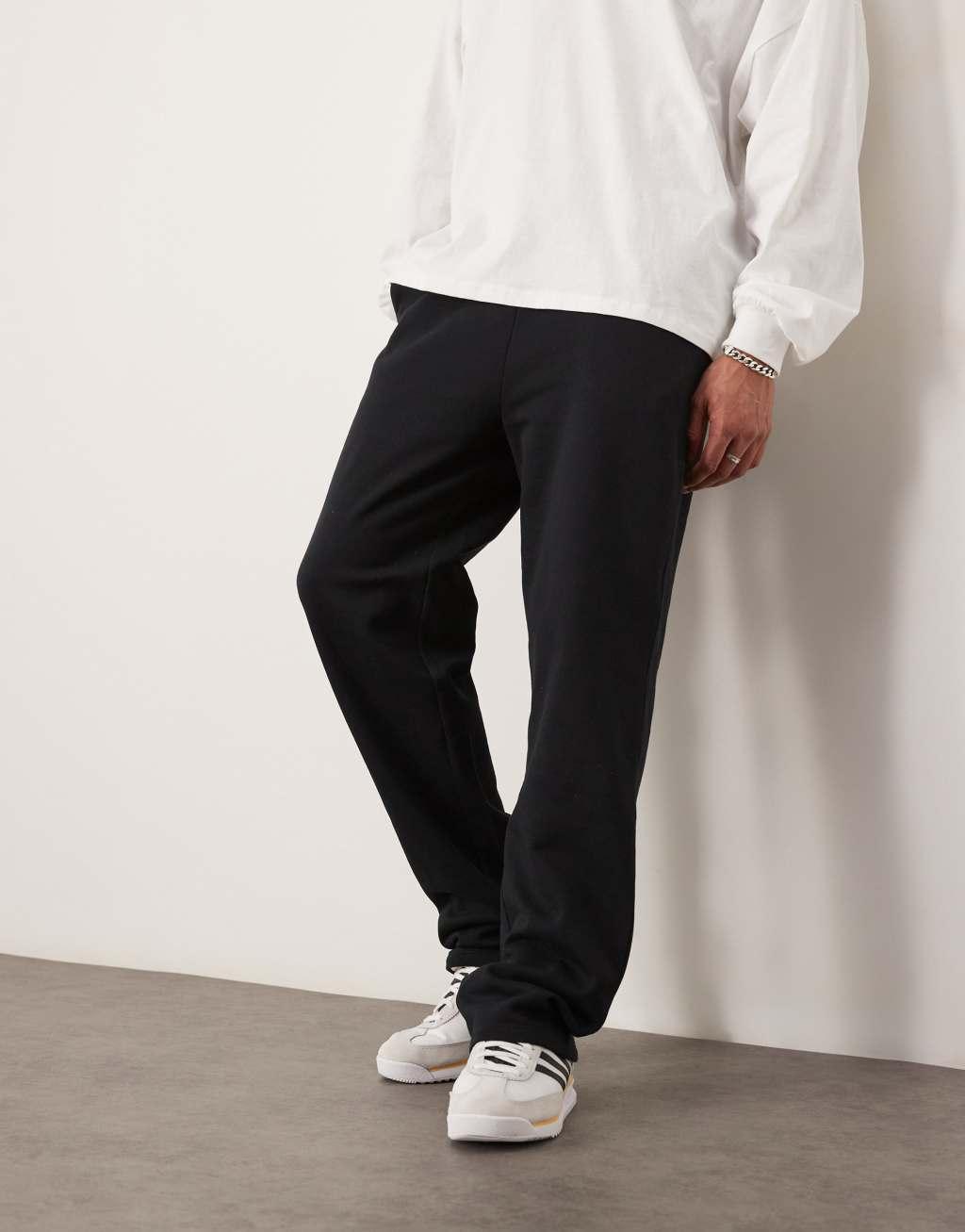 ASOS DESIGN essential straight leg sweatpants in black Product Image