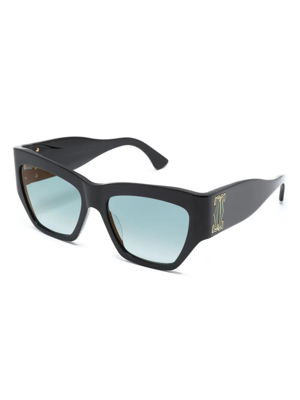CARTIER Logo-plaque Square-frame Sunglasses In Schwarz Product Image