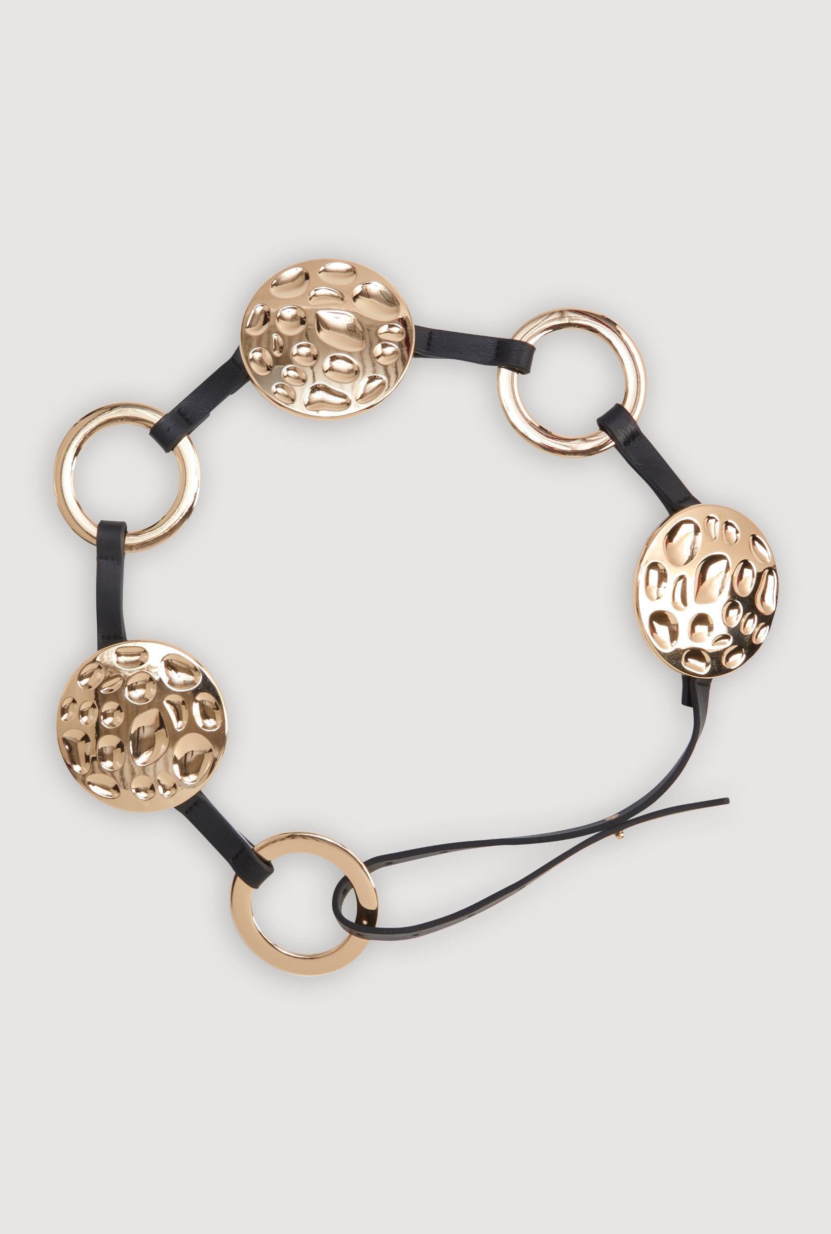Womens Metallic Textured Circle Waist Belt Product Image