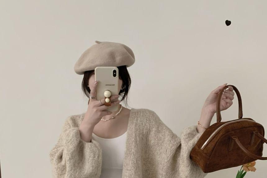 Plain Open Front Oversized Cardigan Product Image