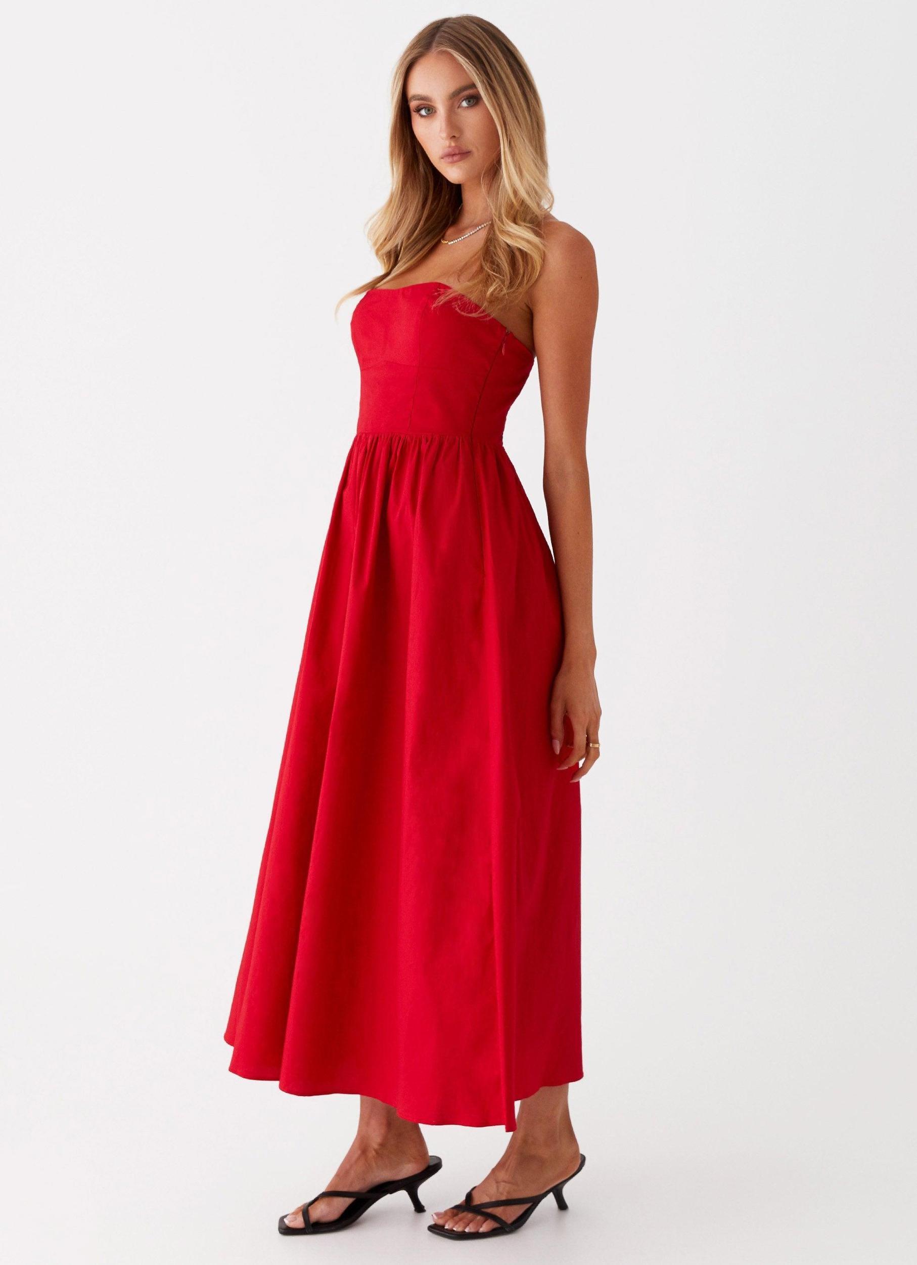 Love Me Later Midi Dress - Red Product Image