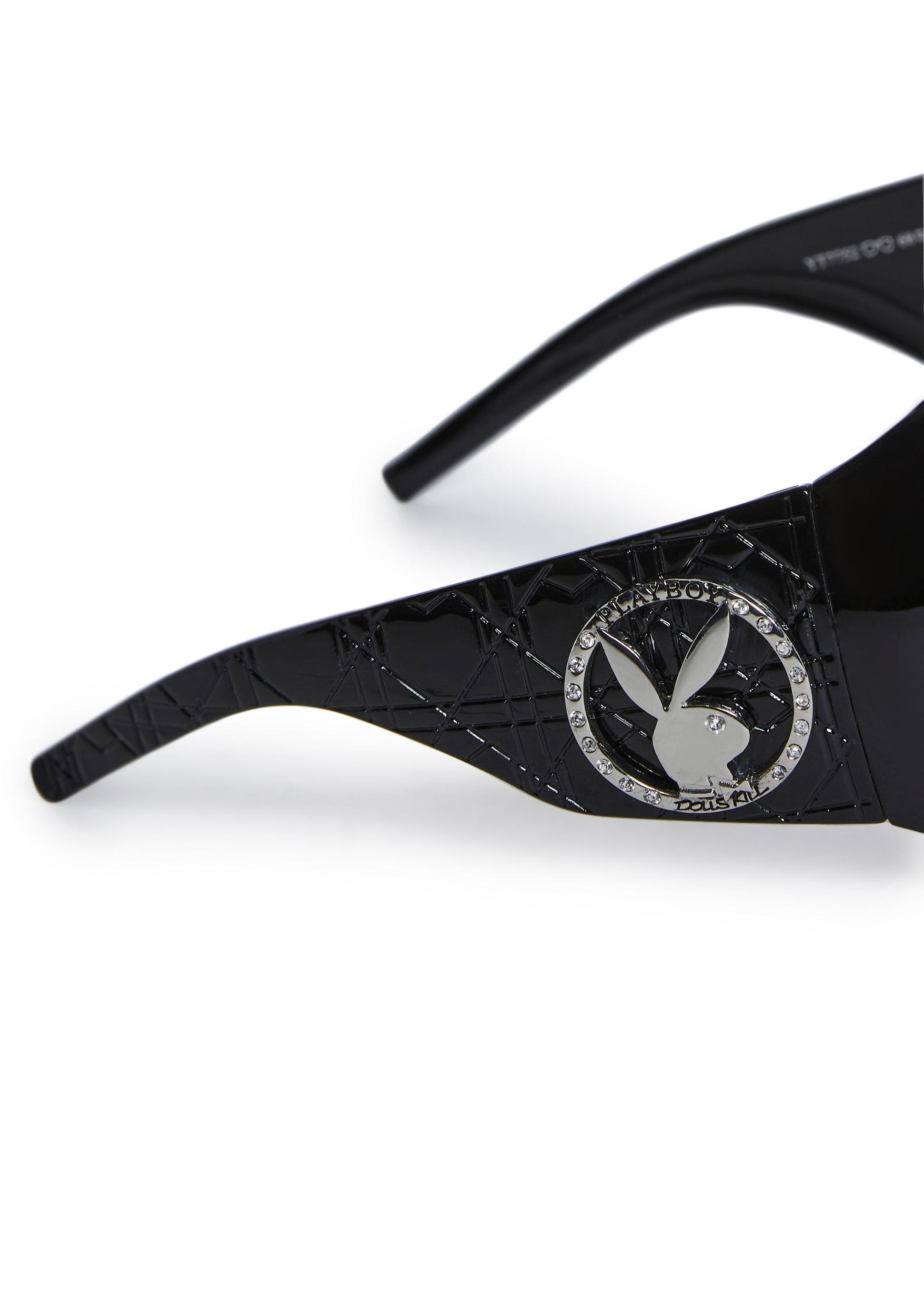 Playboy by Dolls Kill Shield Sunglasses - Black Product Image