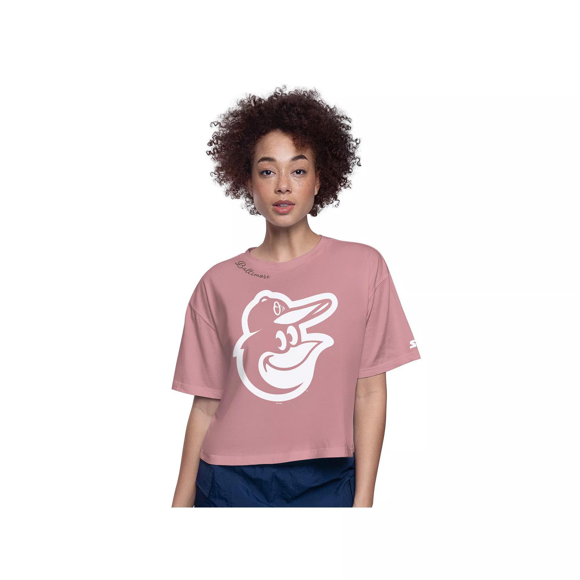 Women's Starter Pink San Francisco Giants Play the Ball Boxy Cropped T-Shirt, Size: XL Product Image