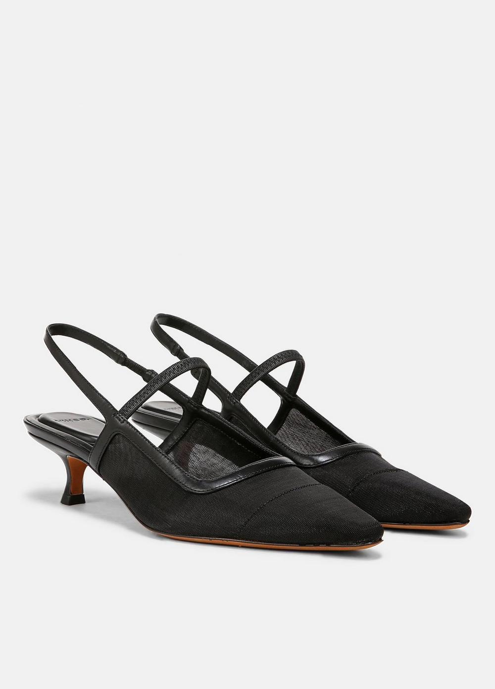 Womens Venice Leather And Mesh Slingback Kitten Heel, Birch Sand, Size 8.5 Vince Product Image