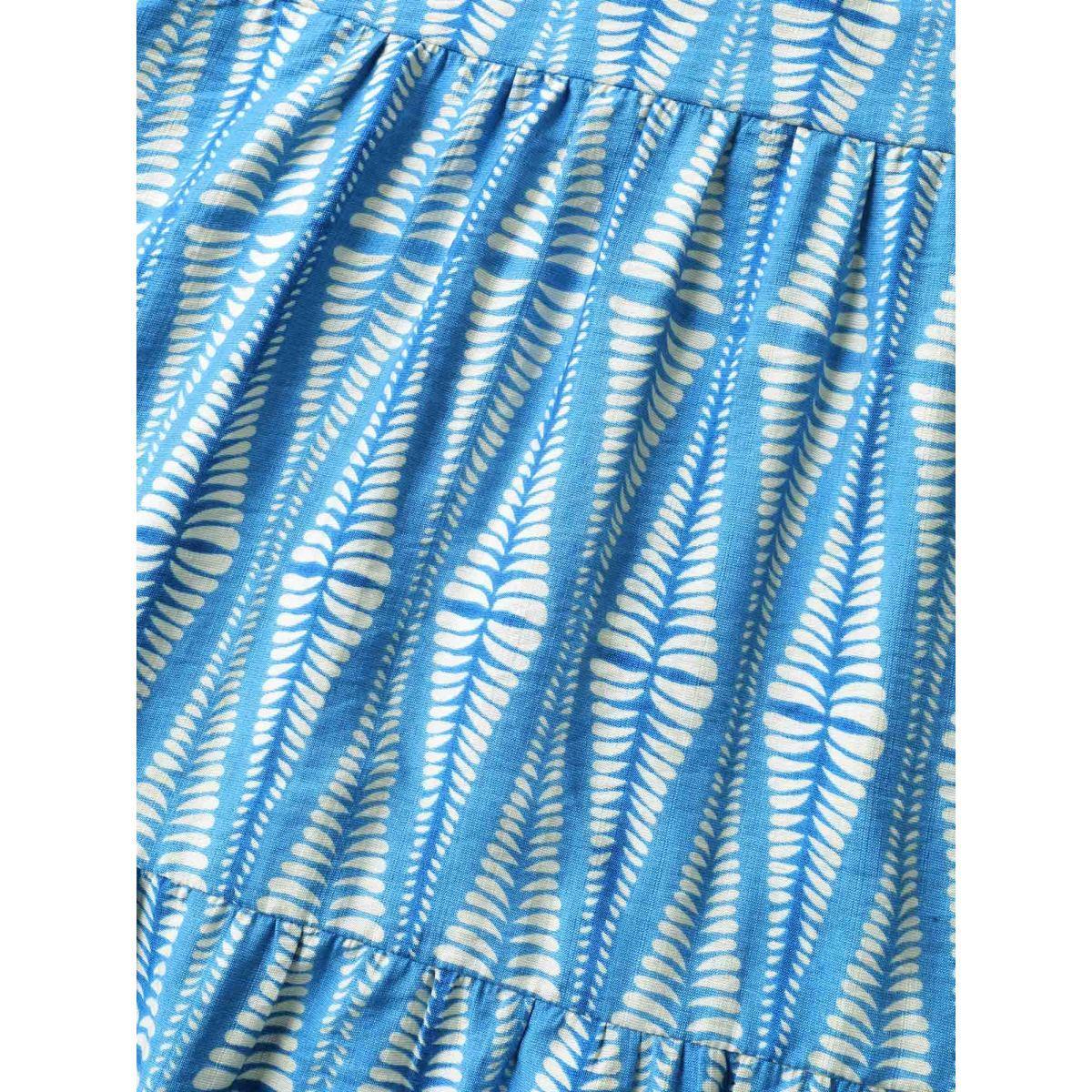Plus Size Geometric Vacation Print Low Waist Midi Dress Cerulean Women Non Cap Sleeve Curvy BloomChic 10/M Product Image