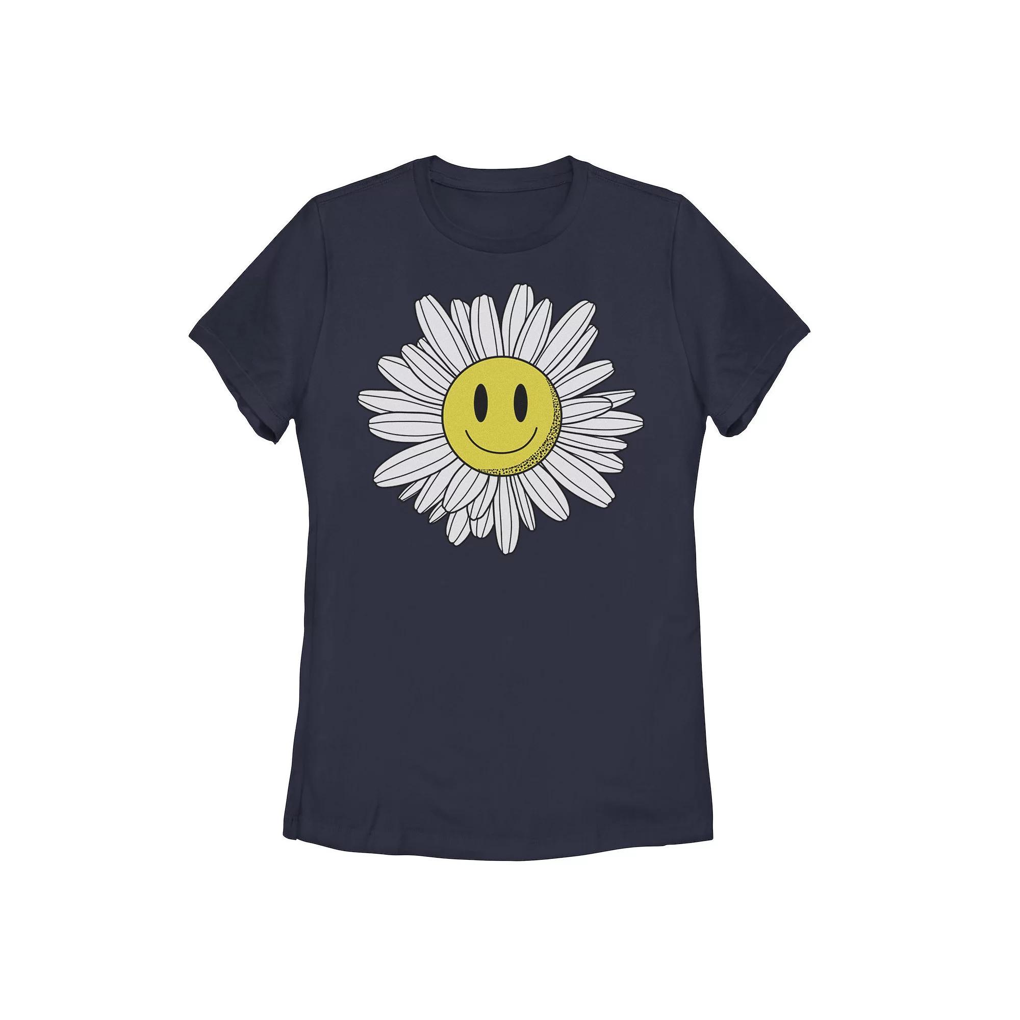Juniors' Big Smiling Daisy Tee, Girl's, Size: Small, Blue Product Image