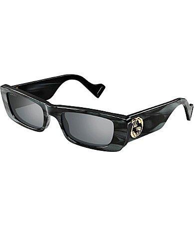 Monochromatic Rectangle Sunglasses w/ Interlocking G Temples Product Image