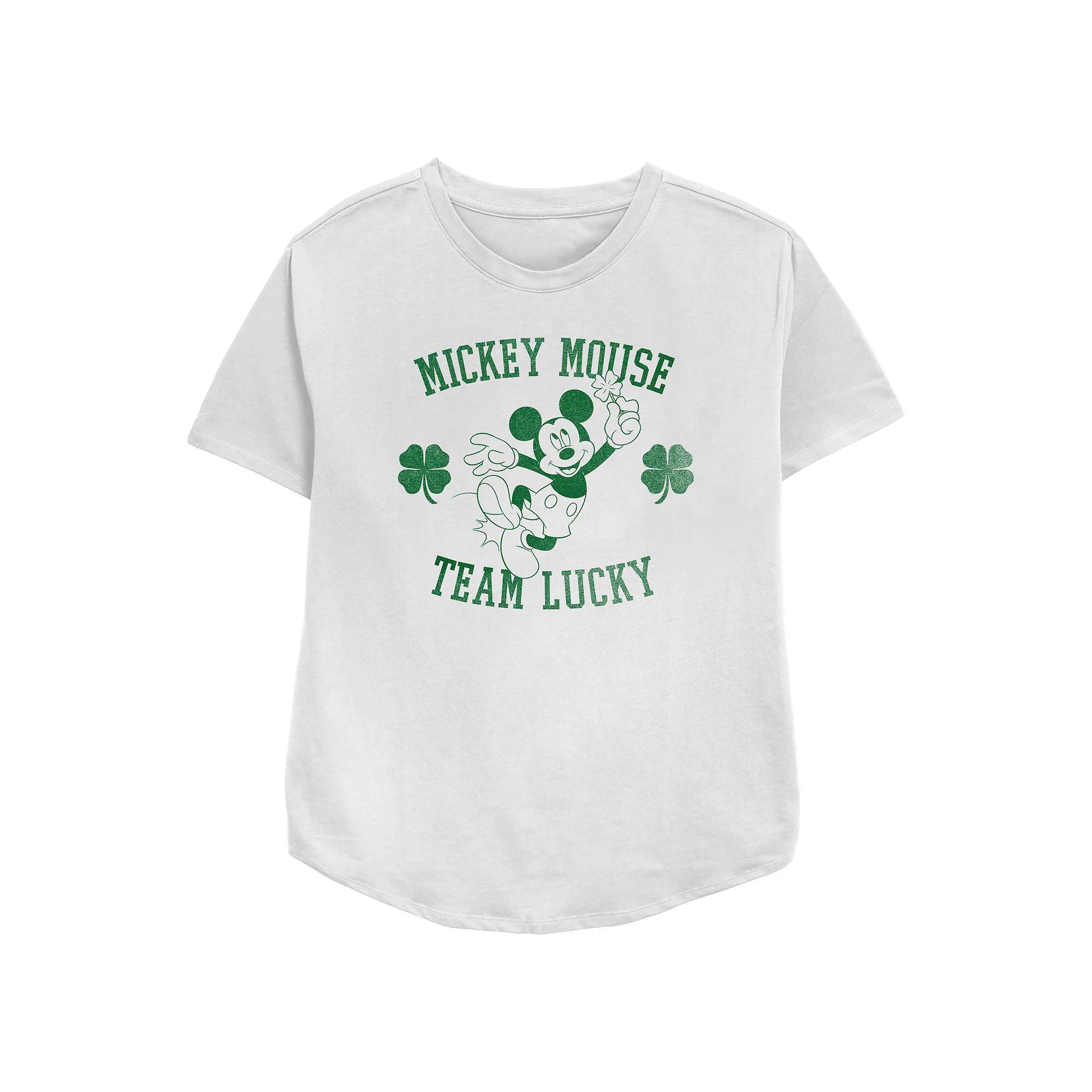 Disney's Mickey Mouse Team Lucky Women's Relaxed Fit Graphic Tee, Size: Large, White Product Image