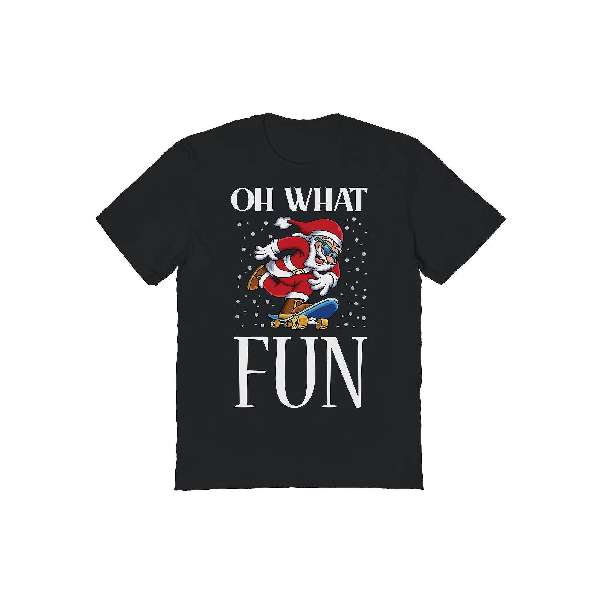 Men's Santa Oh What Fun Christmas Graphic Tee, Size: Small, Black Product Image