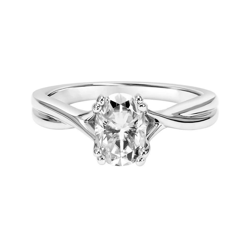 Love Always Sterling Silver 1 Carat T.G.W. Lab-Created Moissanite Solitaire Engagement Ring, Women's, Size: 9 Product Image