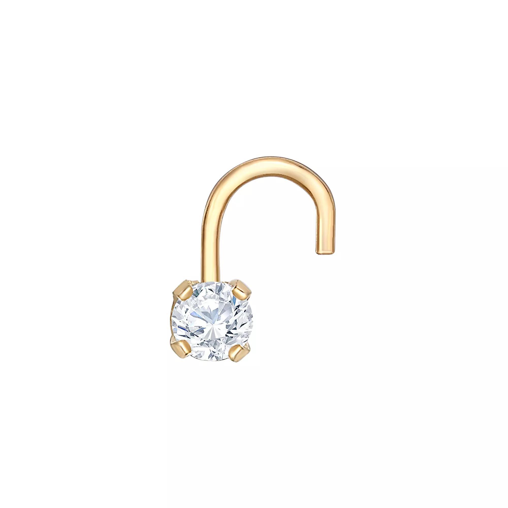 Lila Moon 14k Gold 2.4 mm Diamond Accent Curved Nose Stud, Women's Product Image