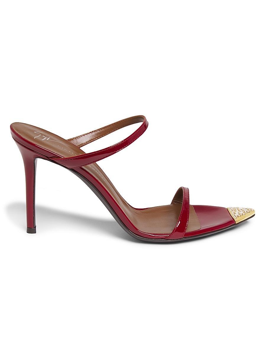 Womens Intrigo 90MM Crystal-Embellished Patent Leather Sandals Product Image