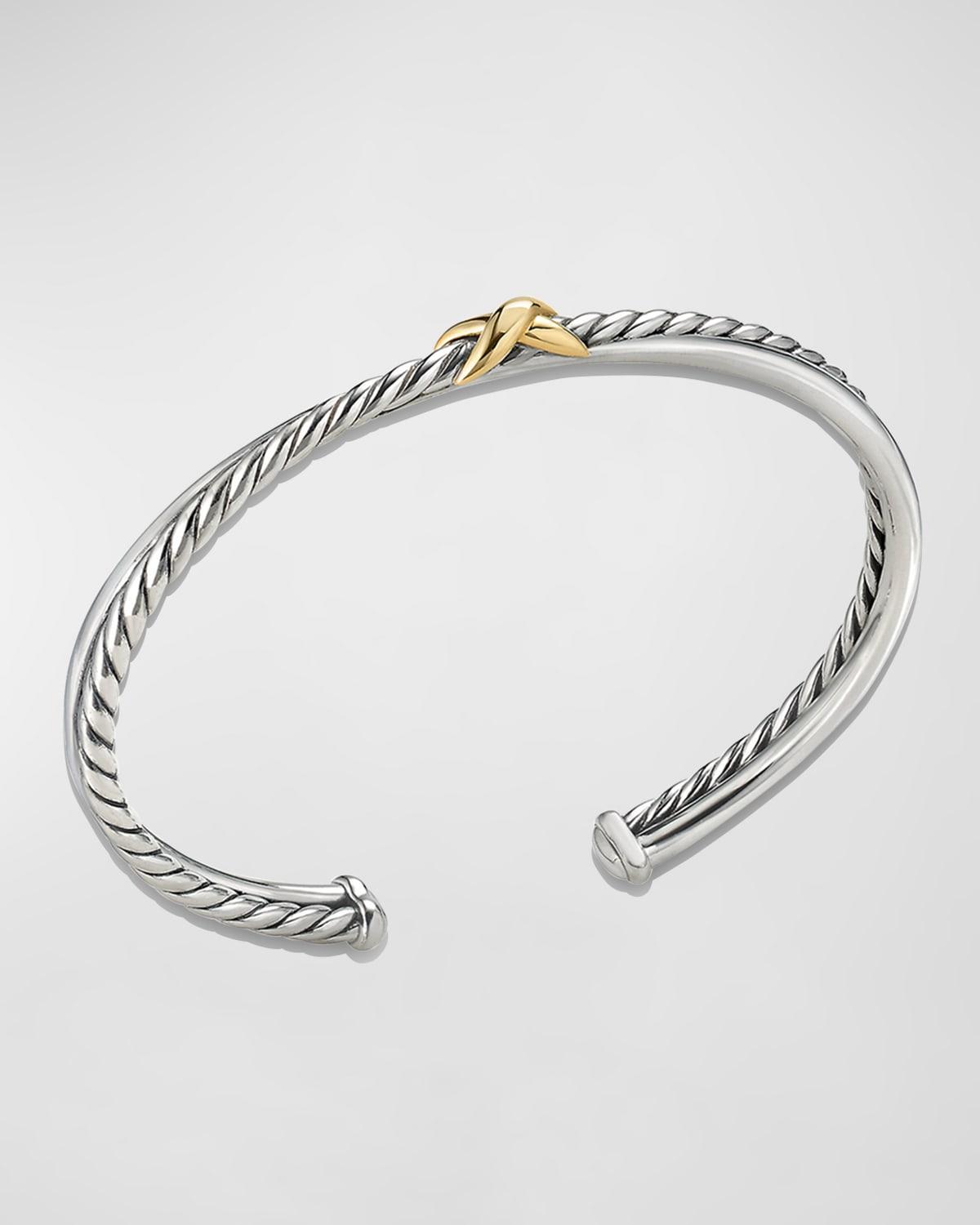David Yurman Sterling Silver & 18K Yellow Gold Petite X Cuff Bracelet Product Image