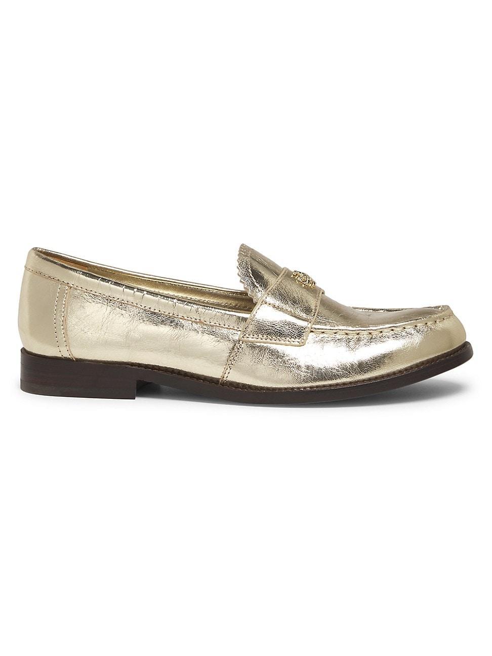 Womens Classic Metallic Leather Loafers Product Image