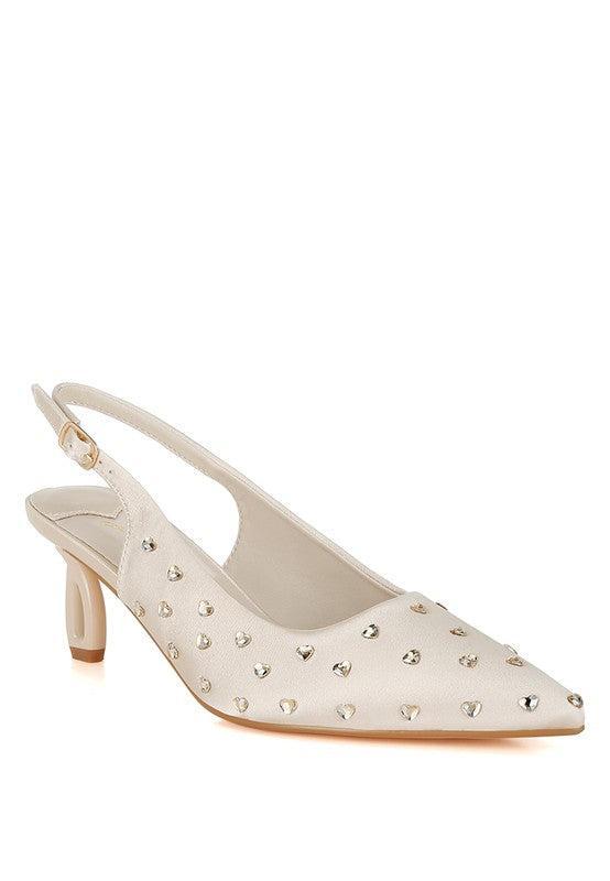 Dasavla Heart-Shaped Rhinestone Studded Slingbacks Product Image