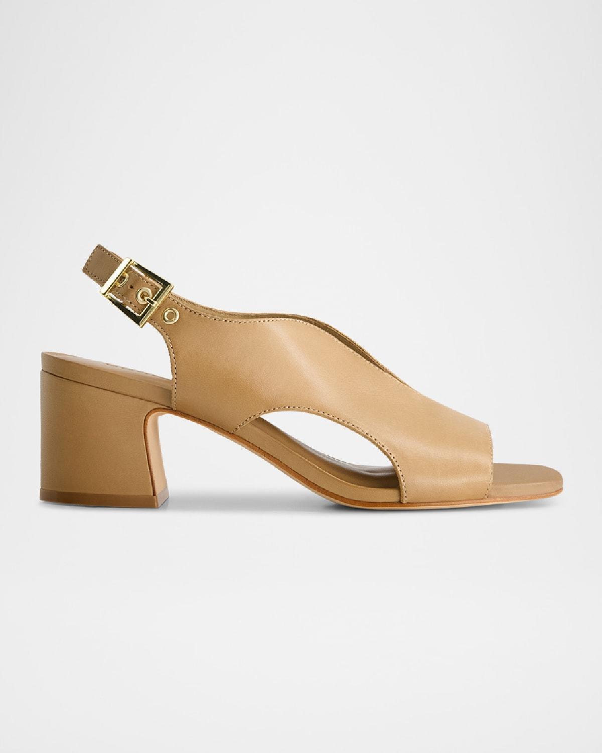 Womens Bedford Leather Mid Heel Sandals Product Image