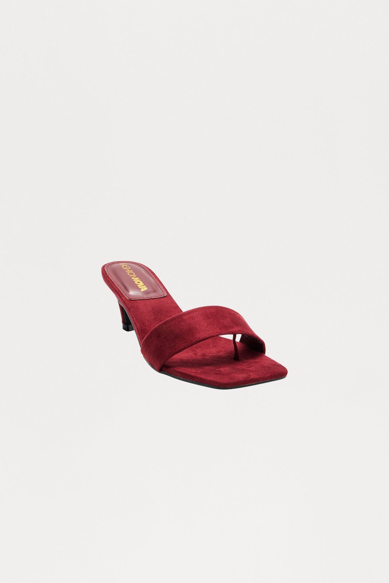 Fever Faux Suede Thong Mules - Red Product Image