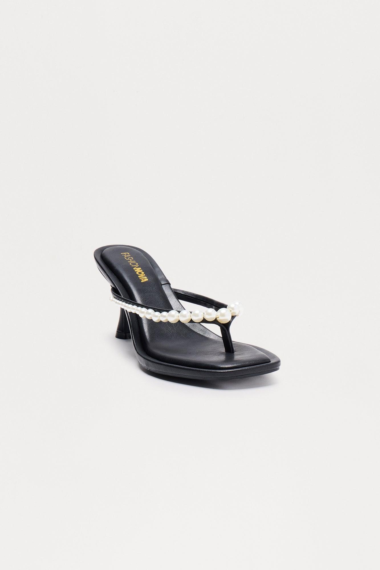 Selena Pearl Thong Mules - Black Female Product Image