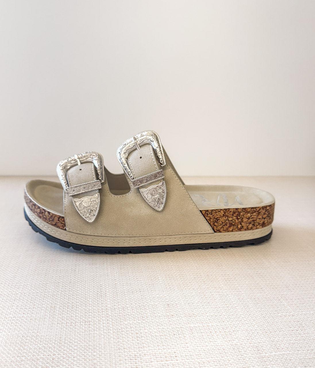 Mickie Western Slides in Cream Product Image