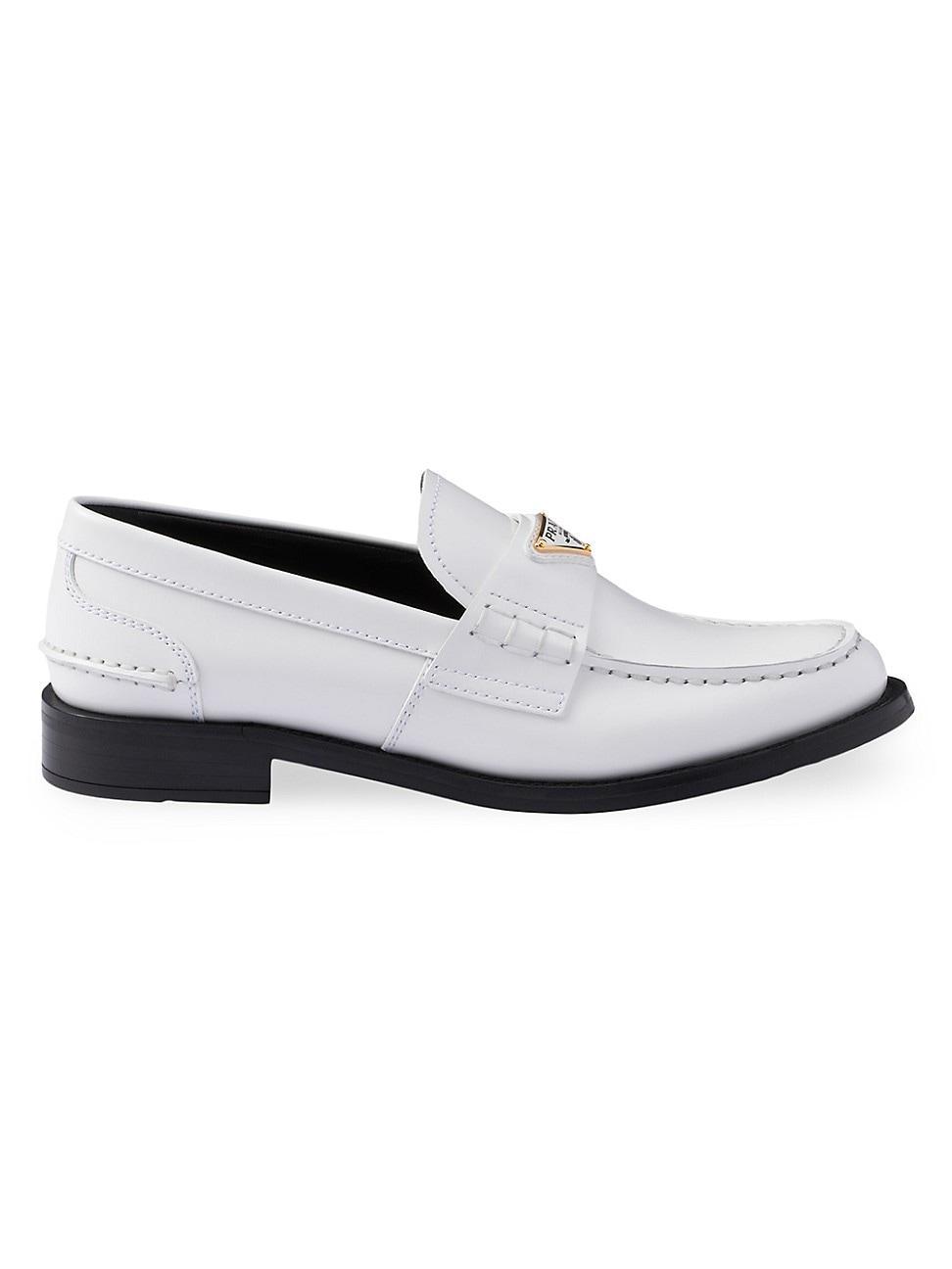 Prada Womens Brushed Leather Loafers Product Image